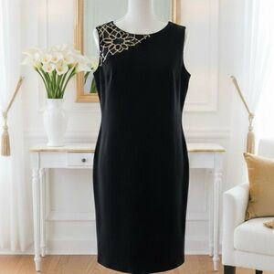 Nine West| Black Cocktail Dress Gold Sequins Sz 6